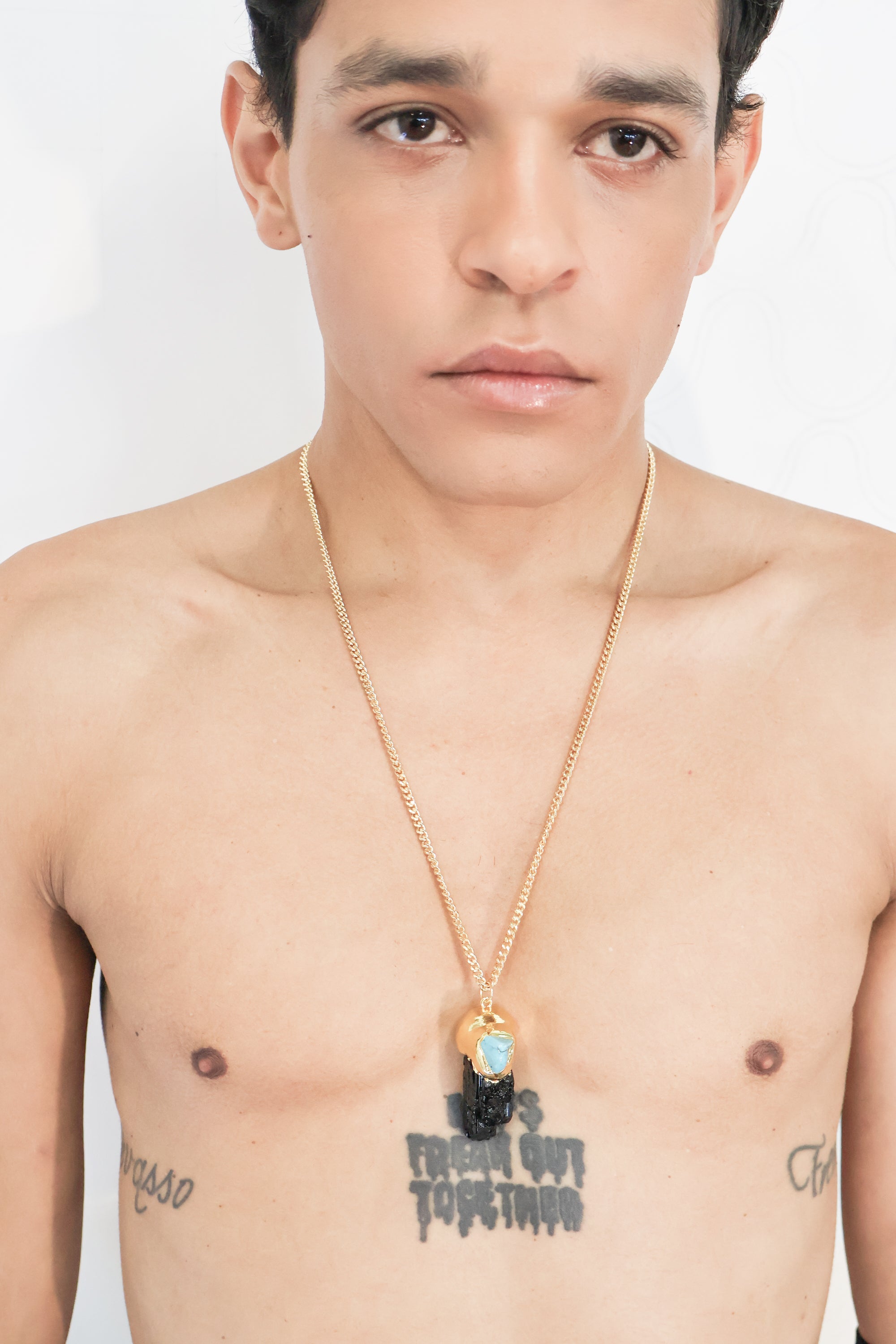 COLLIER KUNDALINI TOURMALINE ET TURQUOISE