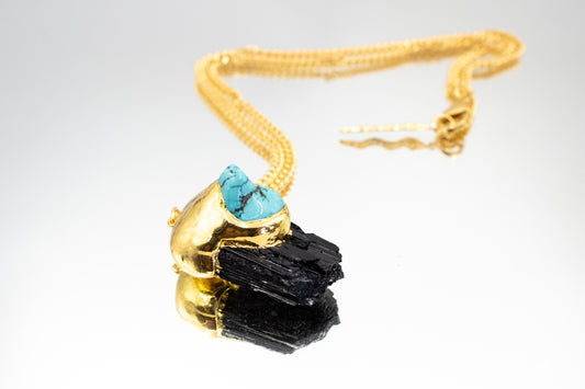 KUNDALINI TOURMALINE AND TURQUOISE NECKLACE