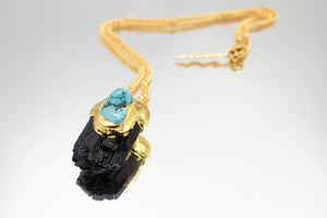 COLLIER KUNDALINI TOURMALINE ET TURQUOISE