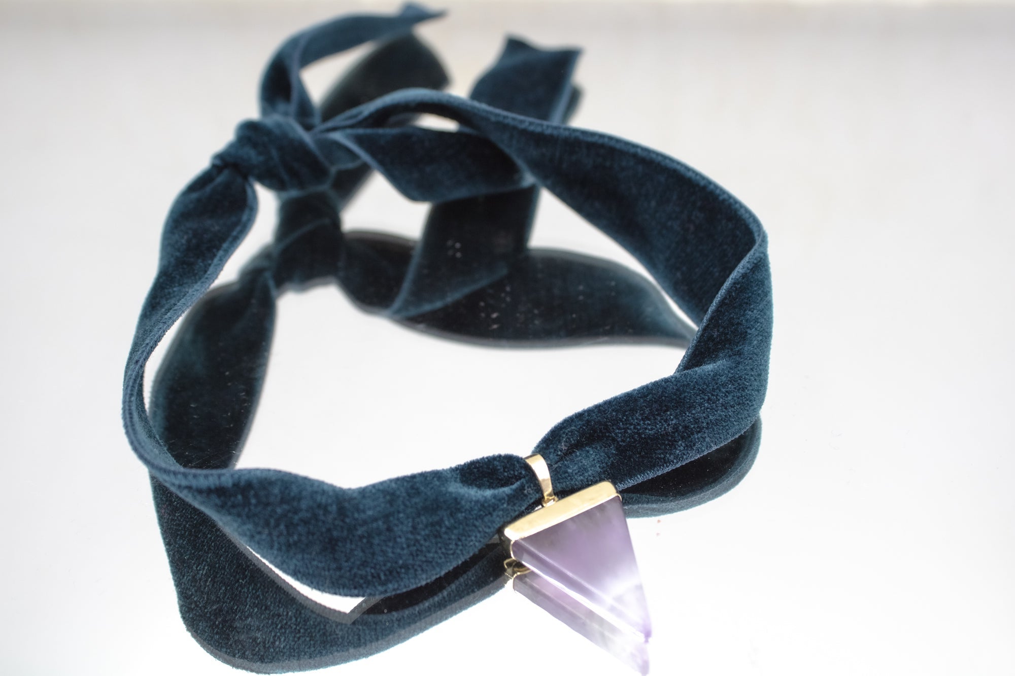 Pendentif Améthyste sur Ruban de Velours